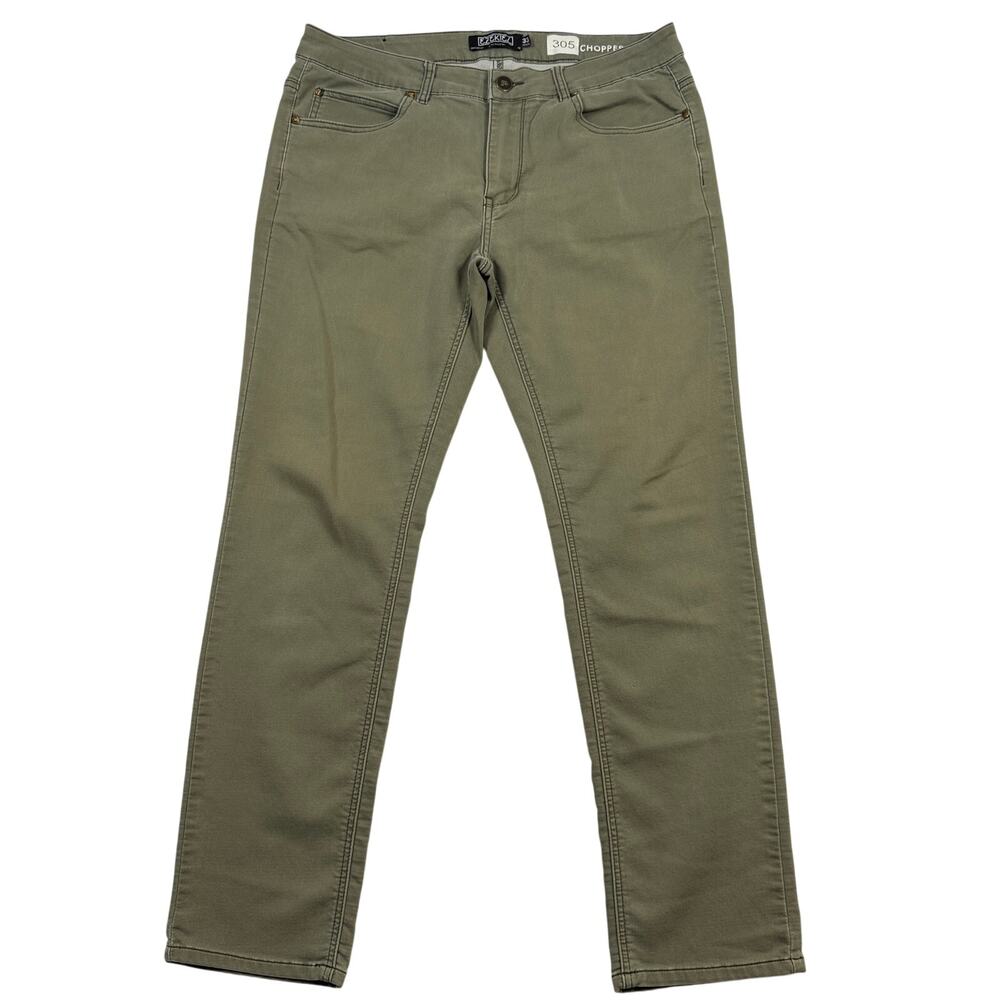 Ezekiel 305 Chopper Jeans Mens 33 Olive Green Stretch Slim Straight Leg Pants